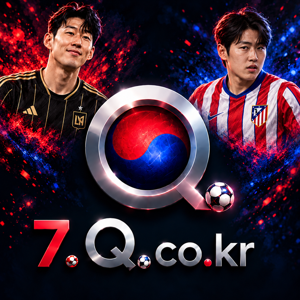 7.Q 손흥민 LAFC·이강인 아틀레티코 유니폼 콘셉트 일러스트 — 생성 이미지